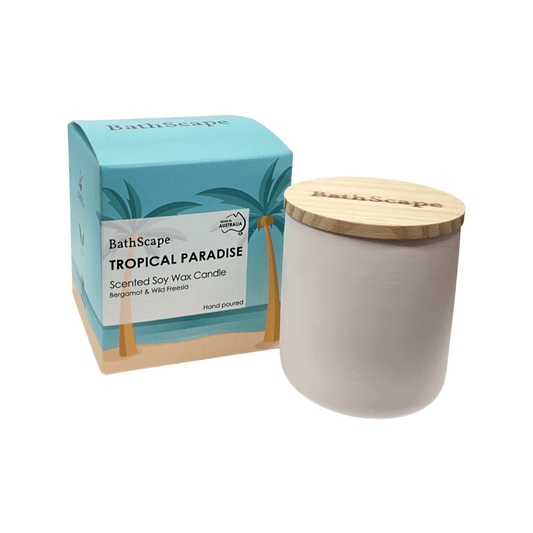 Tropical Paradise Soy Wax Candle - Bergamot & Wild Freesia - BathScape